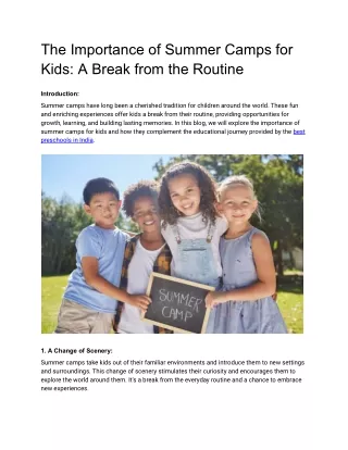 the importance of summer camps for kids a break