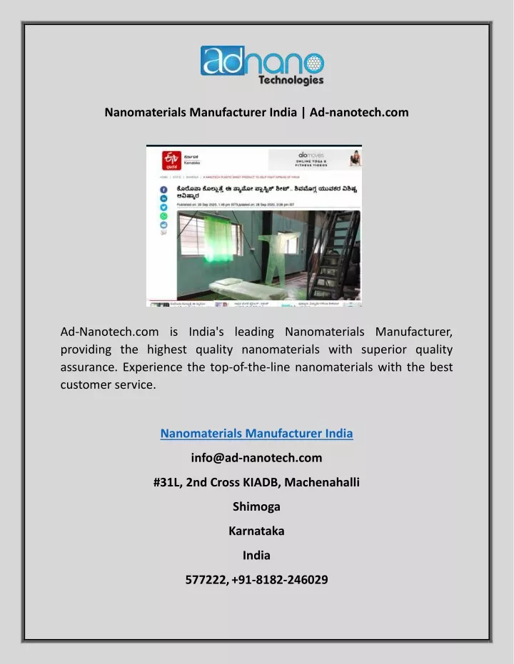 nanomaterials manufacturer india ad nanotech com
