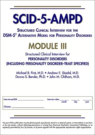 DOWNLOAD/PDF QuickSCID-5: Quick Structured Clinical Interview for Dsm-5 Disorders
