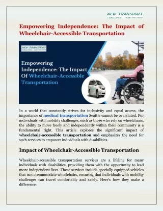 Empowering Independence: The Impact Of Wheelchair-Accessible Transportation