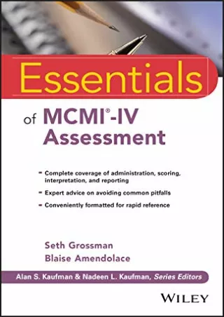 Download Book [PDF] Essentials of MCMI-IV Assessment (Essentials of Psychological Assessment)