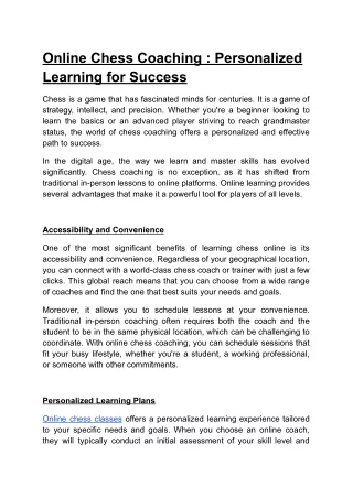 Online Chess Coaching _ Personalized Learning for Success