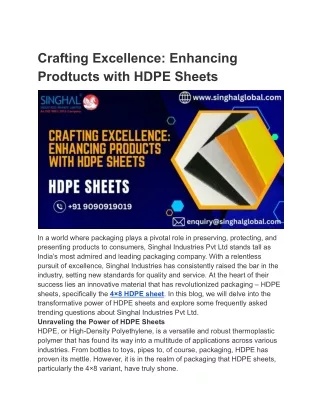 crafting excellence enhancing prodtucts with hdpe