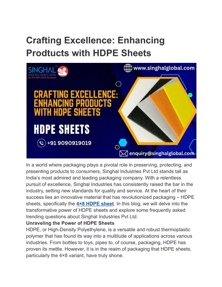 crafting excellence enhancing prodtucts with hdpe