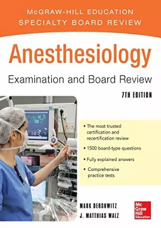 [PDF READ ONLINE] Anesthesiology Examination and Board Review 7/E (McGraw-Hill Specialty Board