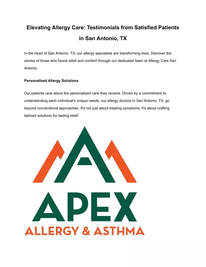 elevating allergy care testimonials from