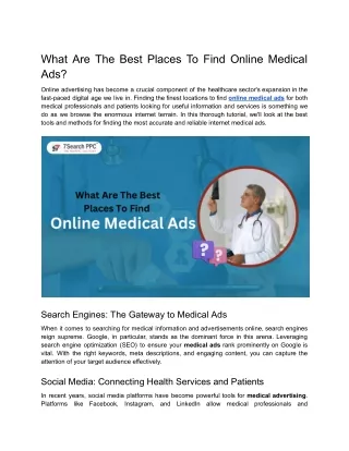 What Are The Best Places To Find Online Medical Ads