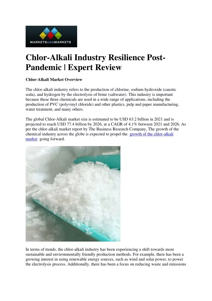 chlor alkali industry resilience post pandemic