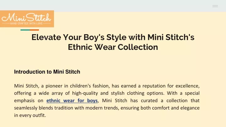 elevate your boy s style with mini stitch s ethnic wear collection