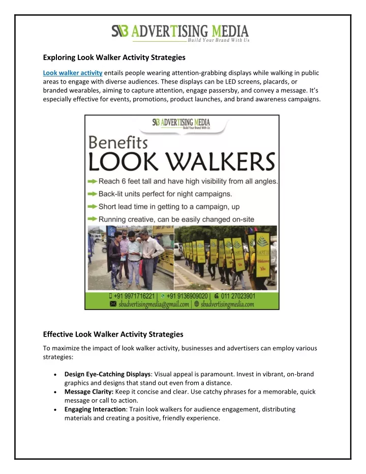exploring look walker activity strategies