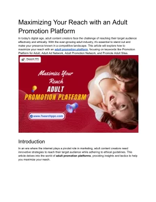 Maximizing Your Reach with an Adult Promotion Platform