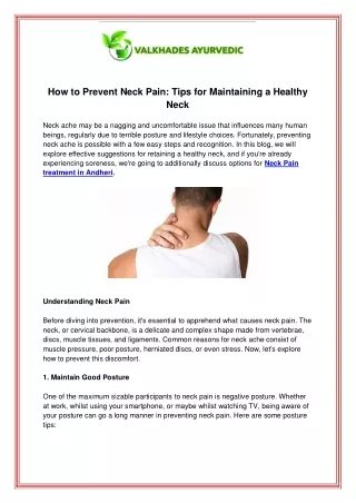 How to Prevent Neck Pain Tips for Maintaining a Healthy Neck