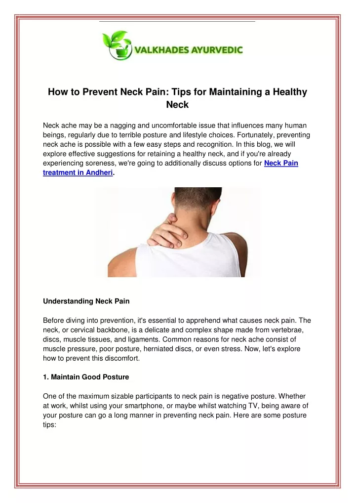 how to prevent neck pain tips for maintaining
