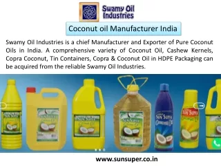 Coconut oils and Copra coconut Manufacturers India