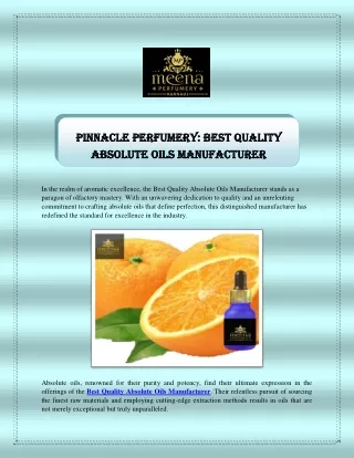 Best Quality Absolute Oils Manufacturer