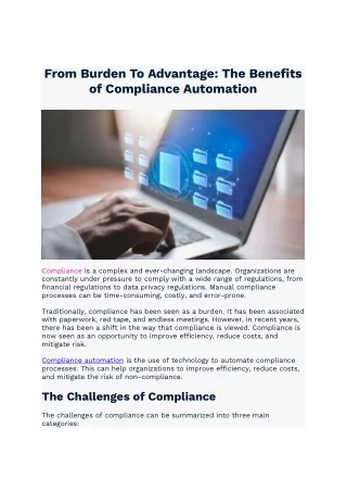 Benefits of Compliance Automation