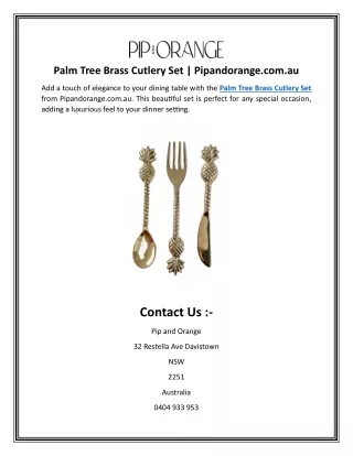 Palm Tree Brass Cutlery Set | Pipandorange.com.au