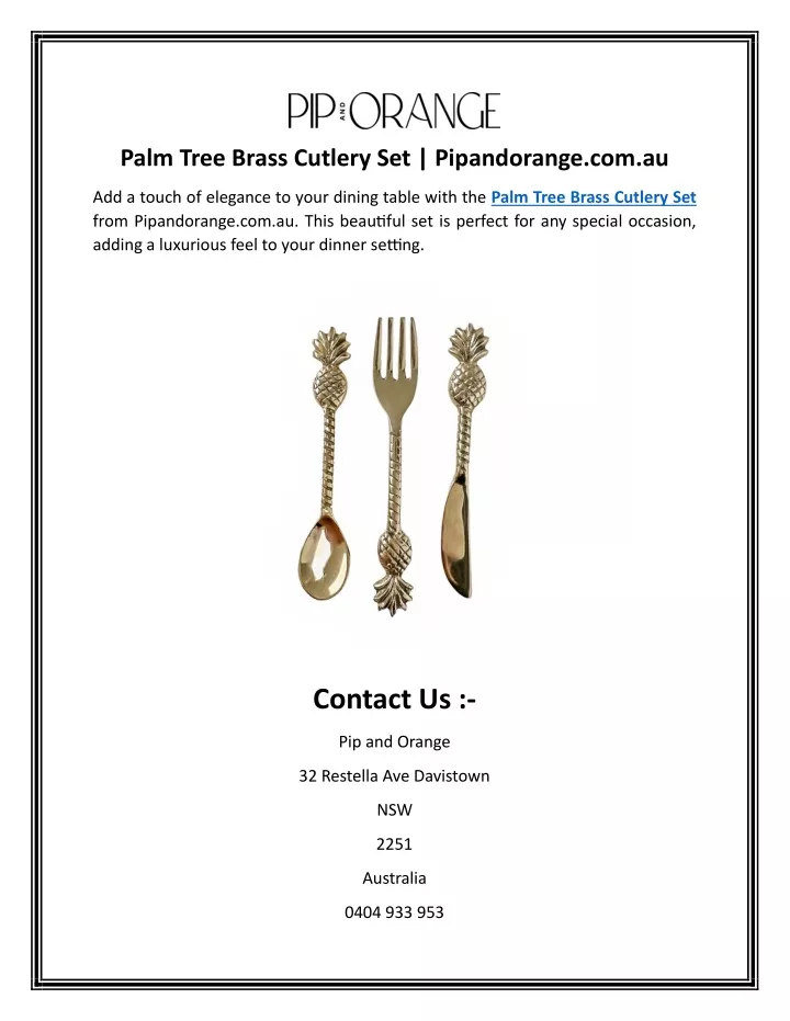 palm tree brass cutlery set pipandorange com au