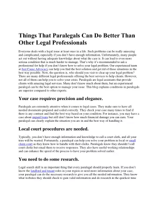 Things That Paralegals Can Do Better Than Other Legal Professionals