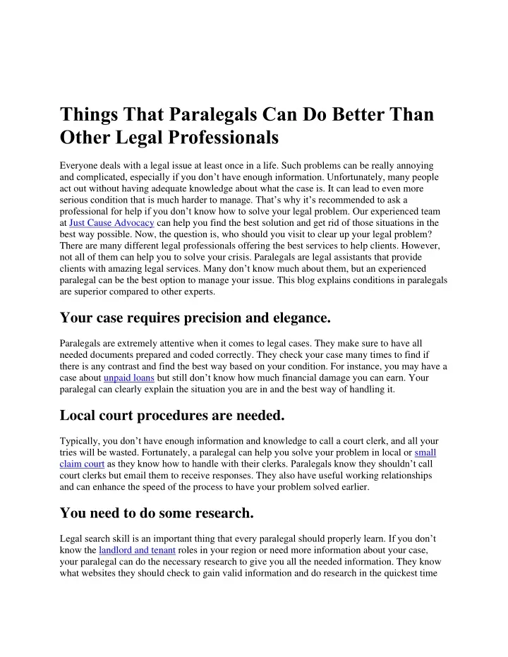 things that paralegals can do better than other