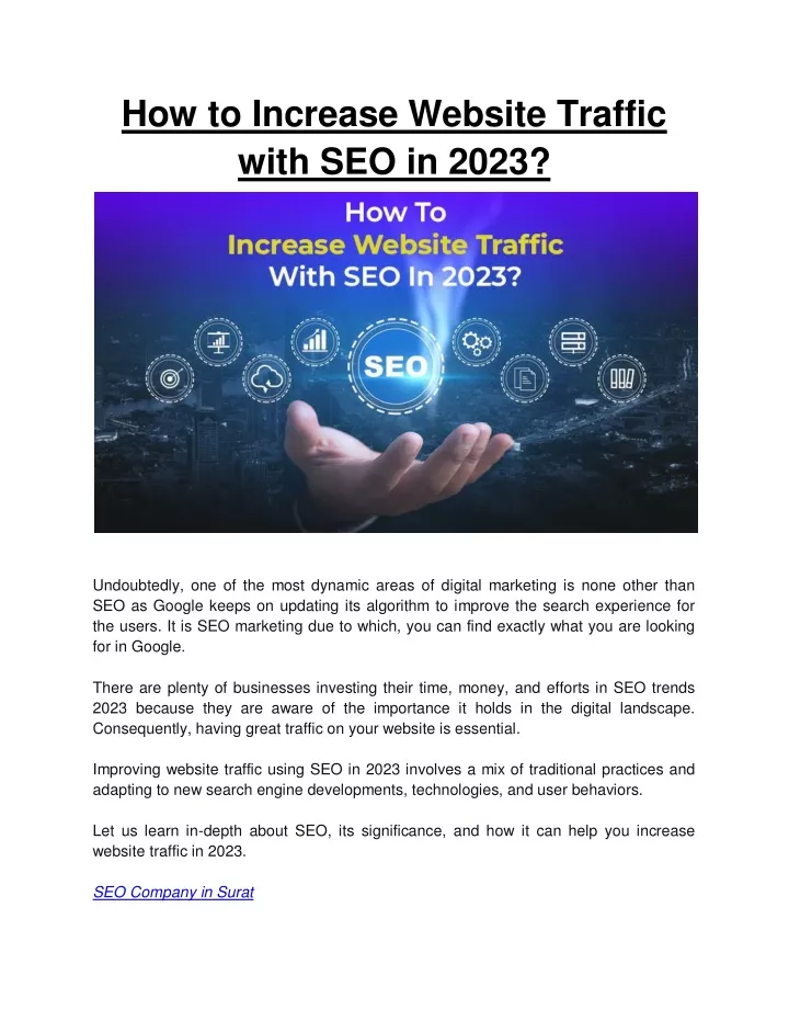 how to increase website traffic with seo in 2023