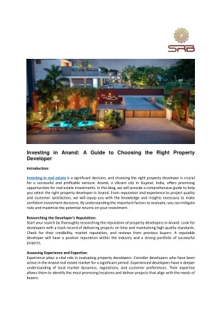 investing in anand a guide to choosing the right