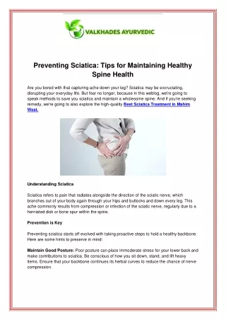 Preventing Sciatica Tips for Maintaining Healthy Spine Health