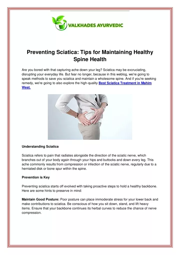 preventing sciatica tips for maintaining healthy
