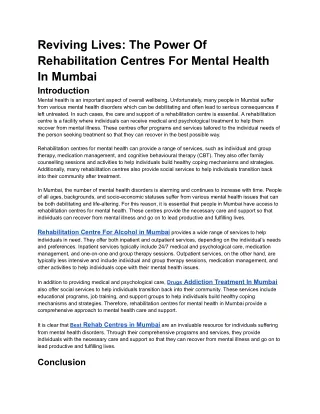 Reviving Lives_ The Power Of Rehabilitation Centres For Mental Health In Mumbai