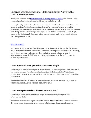 enhance your interpersonal skills with karim