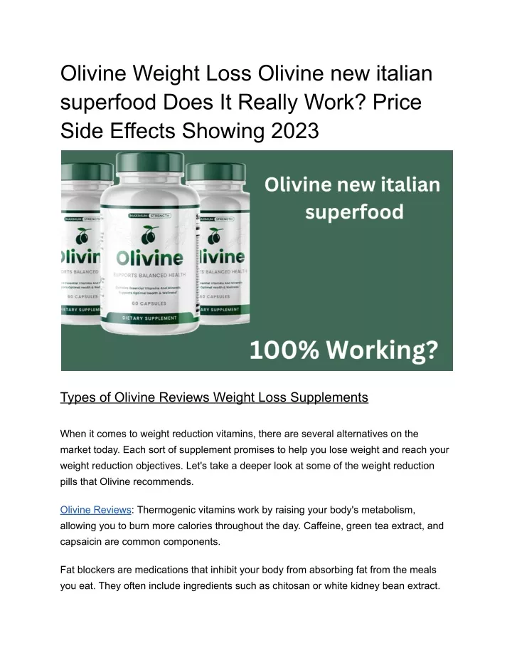 olivine weight loss olivine new italian superfood