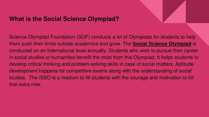 what is the social science olympiad
