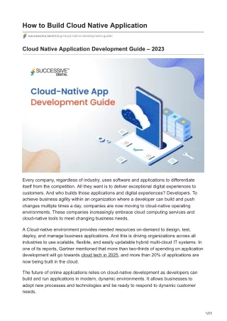 how to build cloud native application