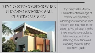 3 Factors to Consider When Choosing Exterior Wall Cladding Material