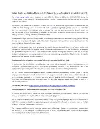 virtual reality market size share industry report