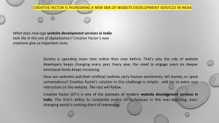 Creative Factor is Pioneering a New Era of Website Development Services in India