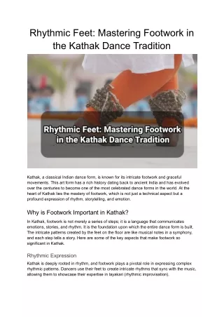 Rhythmic Feet Mastering Footwork in the Kathak Dance Tradition