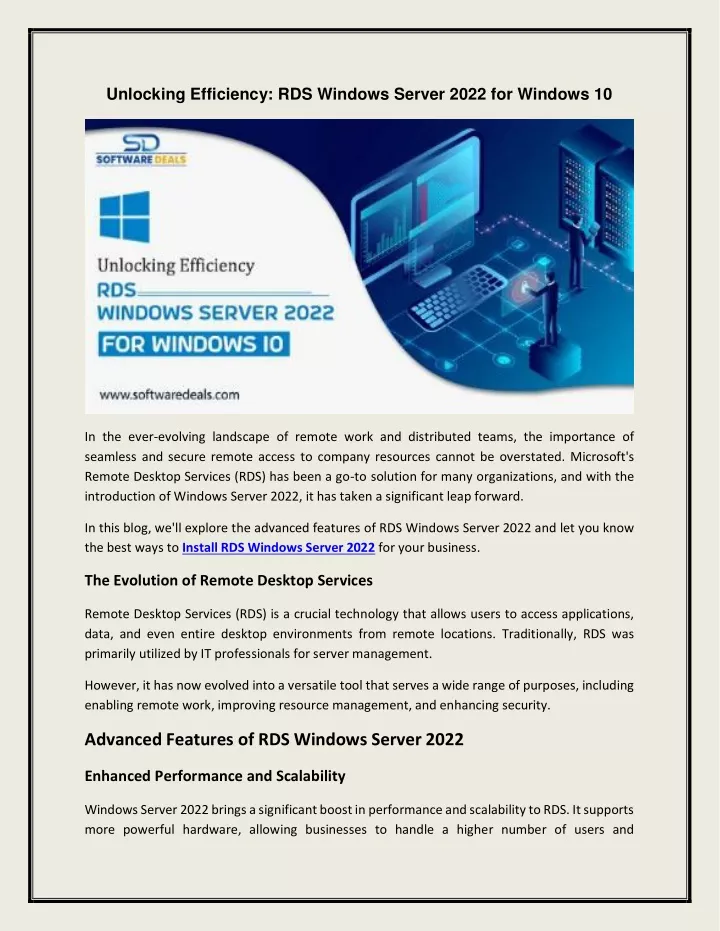 unlocking efficiency rds windows server 2022
