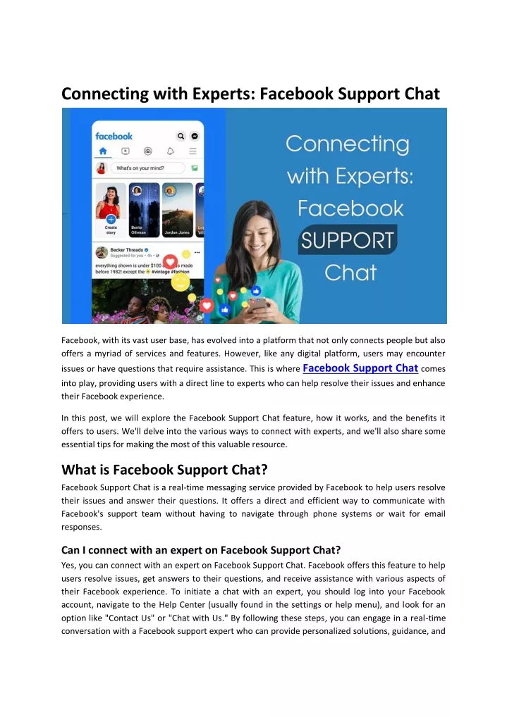 connecting with experts facebook support chat