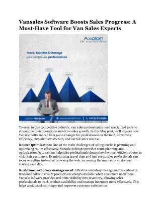 vansales software boosts sales progress a must