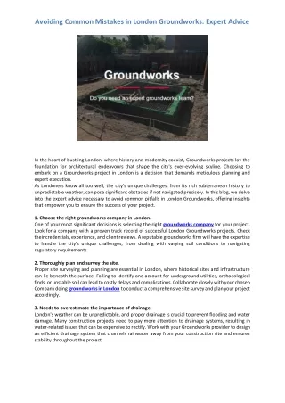 Avoiding Common Mistakes in London Groundworks Expert Advice