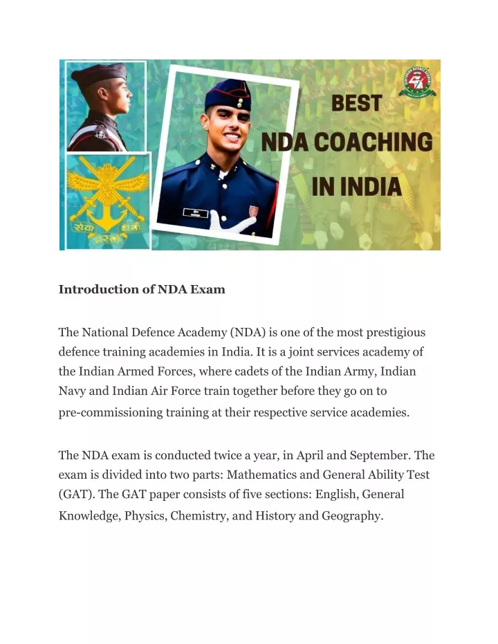 introduction of nda exam the national defence