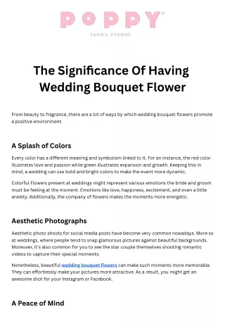 The Significance Of Having Wedding Bouquet Flower