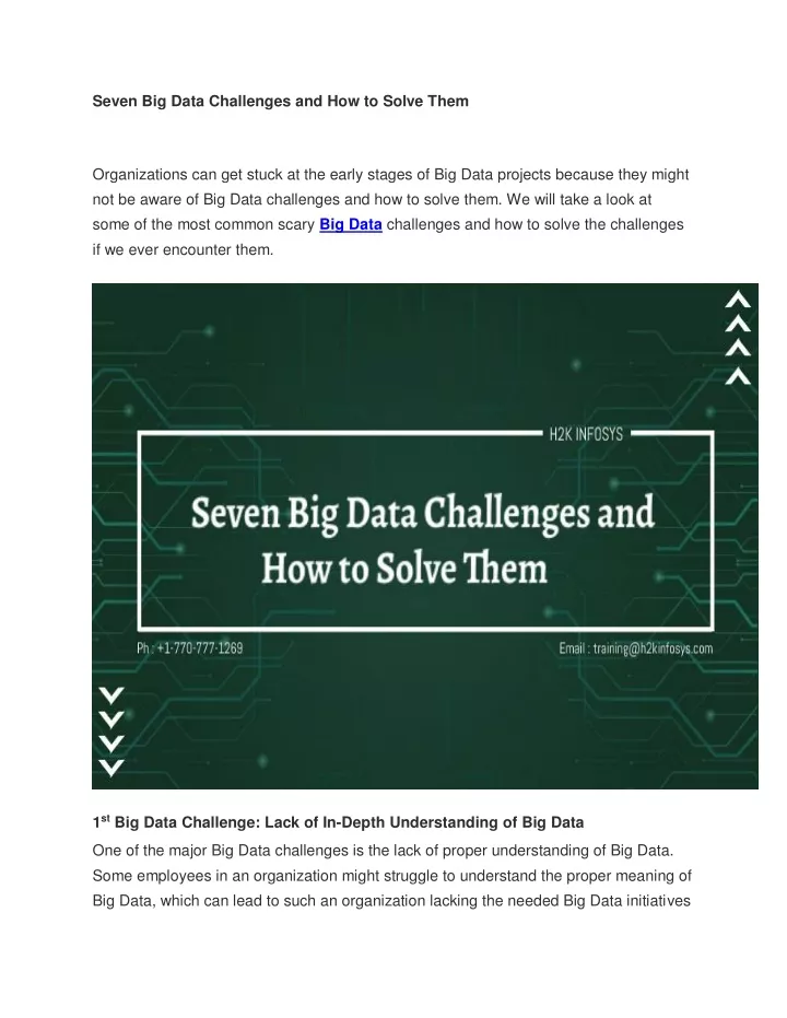 seven big data challenges and how to solve them