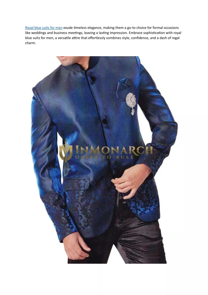 royal blue suits for men exude timeless elegance