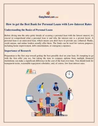 How to get the Best Bank for Personal Loans with Low-Interest Rates