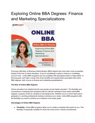 Exploring Online BBA Degrees: Finance and Marketing Specializations