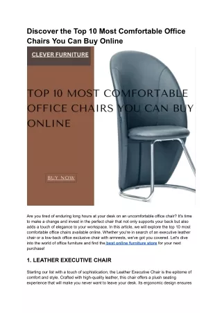 Discover the Top 10 Most Comfortable Office Chairs You Can Buy Online[1]