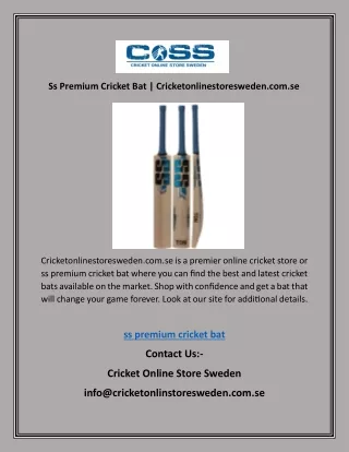 Ss Premium Cricket Bat | Cricketonlinestoresweden.com.se