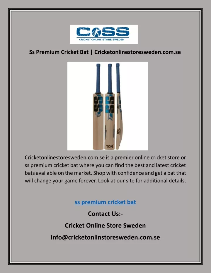 ss premium cricket bat cricketonlinestoresweden